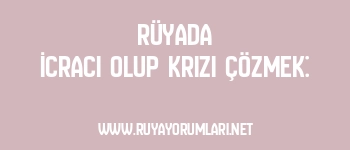 Rüyada İcracı Olup Krizi Çözmek: