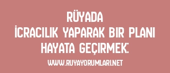Rüyada İcracılık Yaparak Bir Planı Hayata Geçirmek: