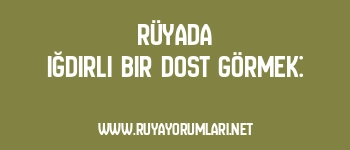 Rüyada Iğdırlı Bir Dost Görmek: