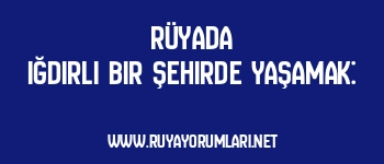 Rüyada Iğdırlı Bir Şehirde Yaşamak: