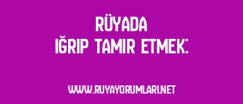 Rüyada Iğrıp Tamir Etmek: