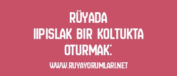 Rüyada Iıpıslak Bir Koltukta Oturmak: