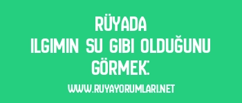 Rüyada Ilgımın Su Gibi Olduğunu Görmek: