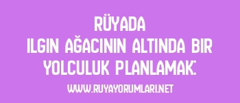 Rüyada Ilgın Ağacının Altında Bir Yolculuk Planlamak: