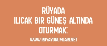 Rüyada Ilıcak Bir Güneş Altında Oturmak: