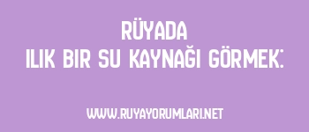 Rüyada Ilık Bir Su Kaynağı Görmek: