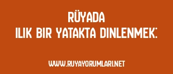 Rüyada Ilık Bir Yatakta Dinlenmek: