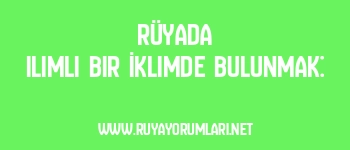 Rüyada Ilımlı Bir İklimde Bulunmak: