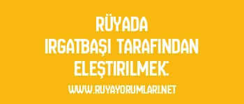 Rüyada Irgatbaşı Tarafından Eleştirilmek: