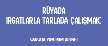 Rüyada Irgatlarla Tarlada Çalışmak: