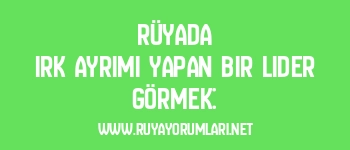 Rüyada Irk Ayrımı Yapan Bir Lider Görmek: