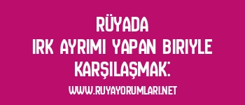 Rüyada Irk Ayrımı Yapan Biriyle Karşılaşmak: