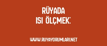 Rüyada Isı Ölçmek: