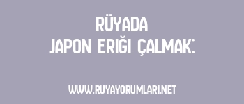 Rüyada Japon Eriği Çalmak: