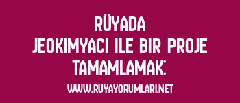 Rüyada Jeokimyacı ile Bir Proje Tamamlamak: