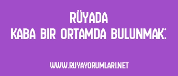 Rüyada Kaba Bir Ortamda Bulunmak:
