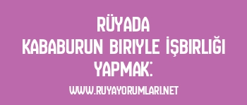 Rüyada Kababurun Biriyle İşbirliği Yapmak: