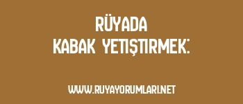 Rüyada Kabak Yetiştirmek: