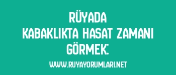 Rüyada Kabaklıkta Hasat Zamanı Görmek: