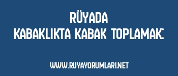 Rüyada Kabaklıkta Kabak Toplamak: