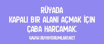 Rüyada Kapalı Bir Alanı Açmak İçin Çaba Harcamak: