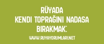 Rüyada Kendi Toprağını Nadasa Bırakmak: