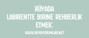 Rüyada Labirentte Birine Rehberlik Etmek: