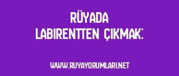 Rüyada Labirentten Çıkmak: