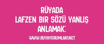 Rüyada Lafzen Bir Sözü Yanlış Anlamak: