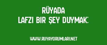 Rüyada Lafzi Bir Şey Duymak: