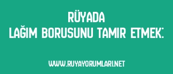 Rüyada Lağım Borusunu Tamir Etmek: