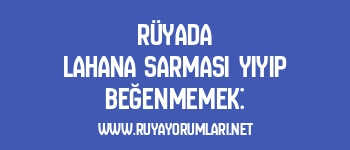 Rüyada Lahana Sarması Yiyip Beğenmemek: