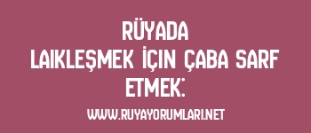 Rüyada Laikleşmek İçin Çaba Sarf Etmek: