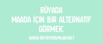 Rüyada Maada İçin Bir Alternatif Görmek: