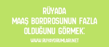 Rüyada Maaş Bordrosunun Fazla Olduğunu Görmek: