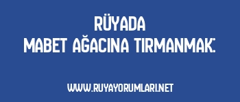 Rüyada Mabet Ağacına Tırmanmak: