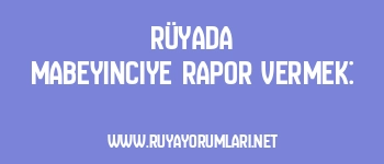 Rüyada Mabeyinciye Rapor Vermek: