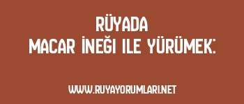 Rüyada Macar İneği ile Yürümek: