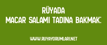 Rüyada Macar Salamı Tadına Bakmak: