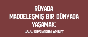 Rüyada Maddeleşmiş Bir Dünyada Yaşamak: