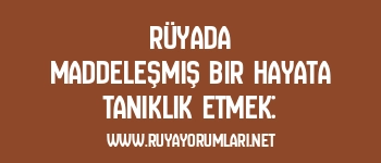 Rüyada Maddeleşmiş Bir Hayata Tanıklık Etmek: