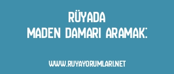 Rüyada Maden Damarı Aramak: