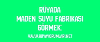 Rüyada Maden Suyu Fabrikası Görmek: