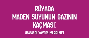Rüyada Maden Suyunun Gazının Kaçması: