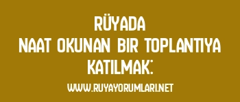 Rüyada Naat Okunan Bir Toplantıya Katılmak: