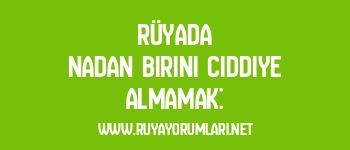Rüyada Nadan Birini Ciddiye Almamak:
