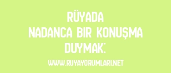 Rüyada Nadanca Bir Konuşma Duymak: