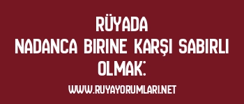 Rüyada Nadanca Birine Karşı Sabırlı Olmak: