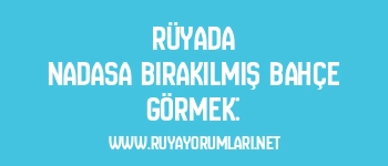 Rüyada Nadasa Bırakılmış Bahçe Görmek: