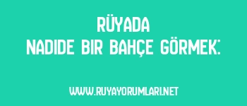 Rüyada Nadide Bir Bahçe Görmek: